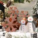 Cinnvoice 5 Pcs Winter Snowflake Wooden Decor Tabletop Snowman Decor Winter Wood Blocks White Snow Flake Wood Signs Snowman Tiered Tray Wooden Signs for Winters Party Home Shelves(Retro)