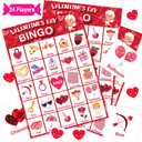 VOpitos Valentines Day Large Size Bingo Game Card for Kids/Adults, 24 Players  Valentine Game for Family/School Classroom/Large Group, Valentine Party Favor for Boy/Girl