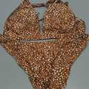 Bathing Suits for Women Deep V Neck Sexy Two Piece Bikini Sets for Women Thong Halter Cheeky Swimsuit, XL