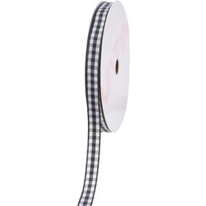 VATIN Black and White Gingham Ribbon, Each Roll Measuring 1/4 Inch Wide by 25 Yards Long, Featuring Polyester Woven Edges, Perfect for Gift Wrapping and Festive Party Decorations, Gingham Black/White