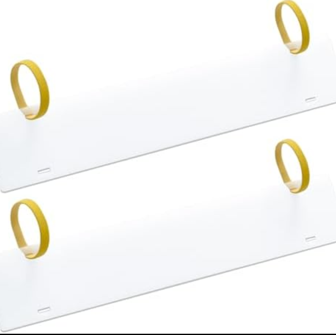 DANHMAO 2 Pack Registration Sticker Plate 24" × 4" Boat Registration Number Blank Board for Inflatable Dinghy,Registration Number Plate with Adjustable Velcro for Life Boat Registration Holder