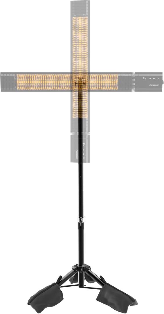 PowerScale Adjustable Multifunctional Tripod Stand – Compatible with Outdoor/ Patio Heaters and Other Equipment, Extendable Design, Easy Assembly & Storage, Includes 3 Stability Sandbags, Black