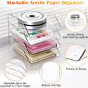 YKLSLH Simple 4 Tier Paper Organizer Letter Tray - Acrylic Stackable Desk File Organizer, Clear Paper Sorter Office Organizer for Letter/A4, Office File Ipad Books Notes Etc