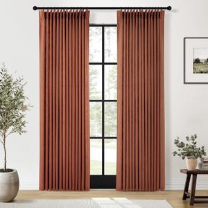 Terracotta Burnt Orange Thick Linen Curtains Pinch Pleated 84 Inch Length 2 Panels for Living Room Bedroom Semi Sheer Light Filtering Heavy Linen Drapes (40"W x 84"L (Pack of 2))