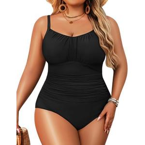 Aqua Eve Plus Size Swimsuit for Women Tummy Control One Piece Bathing Suit Vintage Swimwear, 12W