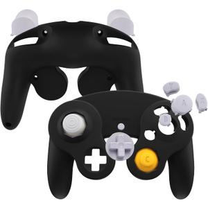 eXtremeRate Black Faceplate Backplate for Nintendo Gamecube Controller, Soft Touch Grip Replacement Housing Shell Cover with Buttons for Nintendo Gamecube Controller - Controller NOT Included