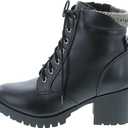 Soda Single Lug Sole Chunky Heel Combat Ankle Boot Lace up w/Side Zipper, Size 8.5