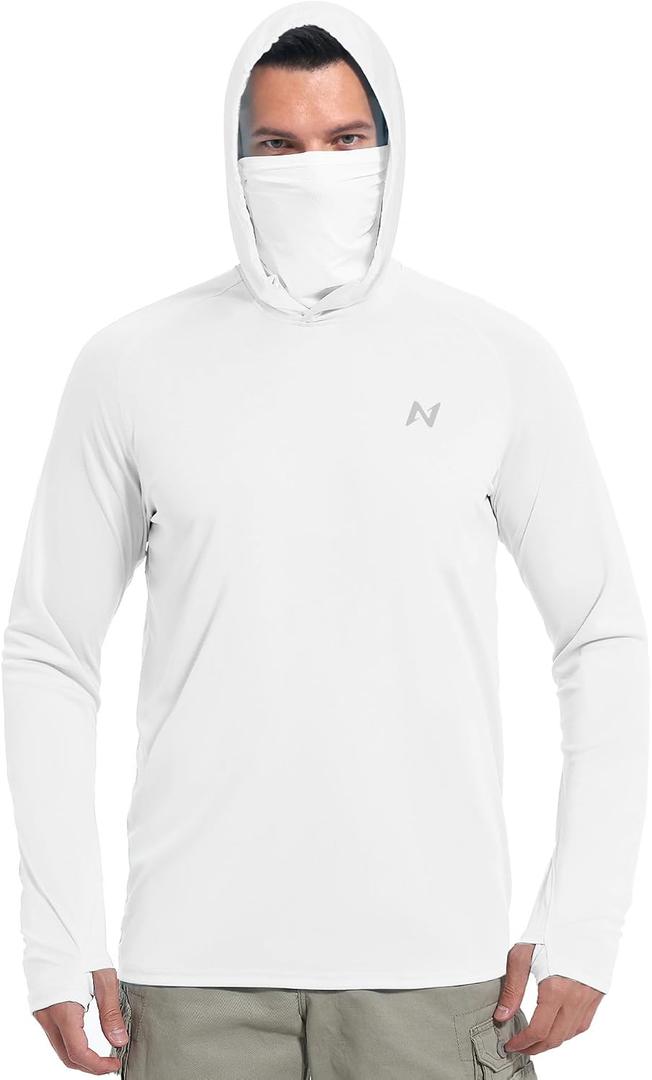 Sun Shirt UPF 50+ Men's Fishing Long Sleeve UV Protection Hoodie Hiking Rash Guard Swimming Running L