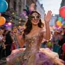 2 x 8 Pcs Carnival Decorations,15" Carnival Glitter Tree Picks Stems Ornaments Table Centerpieces Decor,Artificial Purple Gold Green Berry Flowers Branches Sprays for Carnival Party Home Decor