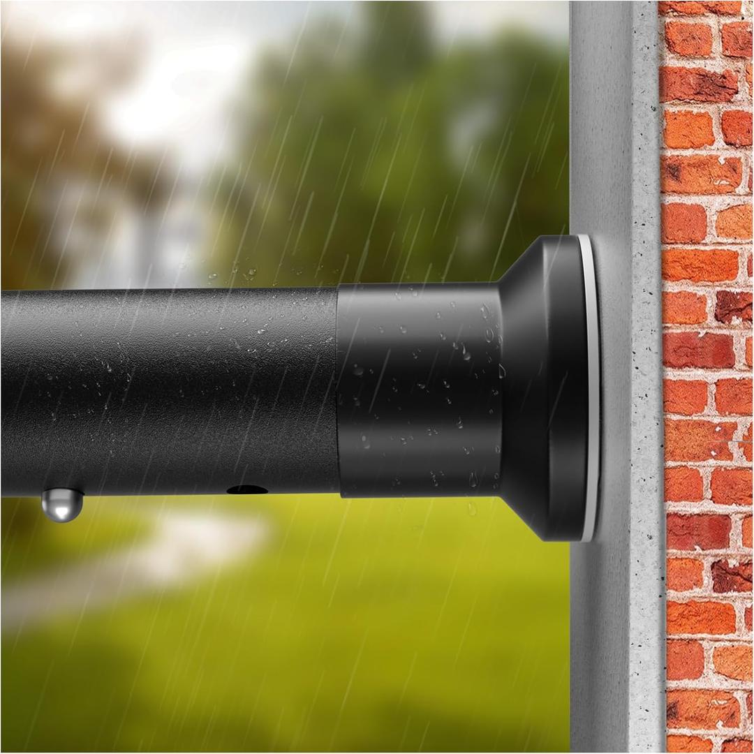 Tension Curtain Rod No Drilling, 83 to 160 Inch Heavy Duty Shower Curtain Rods Spring Tension, Extra Long Tension Rod for Windows Room Divider Balcony Outdoor Patio Non-Slip, Matte Black