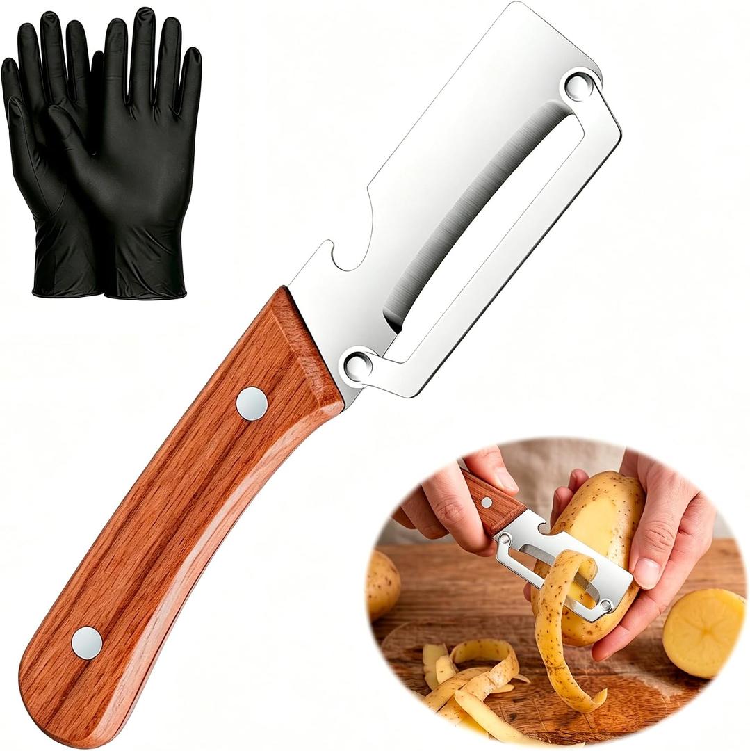 2 x Multifunctional Vegetable Peeler for Kitchen & Bottle Opener,2 in 1 Stainless Steel Paring Knife for Fruit Veggie,Kitchen Gadgets for Sugar Cane Potato Fruit Pineapple Pumpkin Veggie Peeler