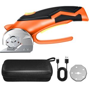 Cardboard Cutter, Cordless Electric Scissors, Power Shears Box Cutter with a Replacement Blade, Rotary Cutter for Cardboard Packages Leather Plastic (Orange)