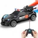 Remote Control Police Car Toy with Smoke Effect & LED Lights, Fast Rechargeable RC Car for Kids, Anti-Slip Rubber Tires, Cool Police Toys for Boys & Girls, Birthday