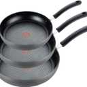 T-Fal Ultimate Hard Anodized Nonstick Fry Pan Set 3 Piece: 8, 10.25, & 12 Inch, Oven Broiler Safe 400F, Kitchen Cookware Set, Pots and Pans Set Non Stick, Frying Pans, Skillets, Dishwasher Safe, Onyx