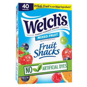 Welch's Fruit Snacks, Mixed Fruit, Bulk Pack, Individual Single Serve Bags, 0.8 oz (Pack of 40) (EXP 04/28/27)