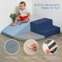 SoftScape Toddler Playtime Corner Climber, Indoor Active Play Structure for Toddlers and Kids, Safe Soft Foam for Crawling and Sliding (4-Piece Set) - Navy/Powder Blue, 11619-NVPB