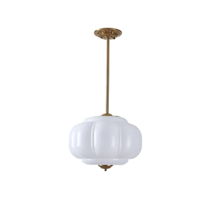 LIGHTLAND Milk Glass Chandelier, 15 Inch Metal Glass Semi Flush Mount Ceiling Light for Kitchen, Corridor, Bedroom, Dining Room (White)