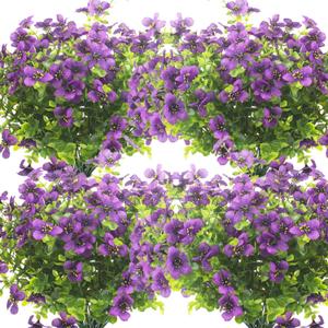 Grunyia 10 Bundles Artificial Flowers Outdoor UV Resistant Fake Flowers No Fade Faux Plants Garden Porch Window Box Decorating (Purple)