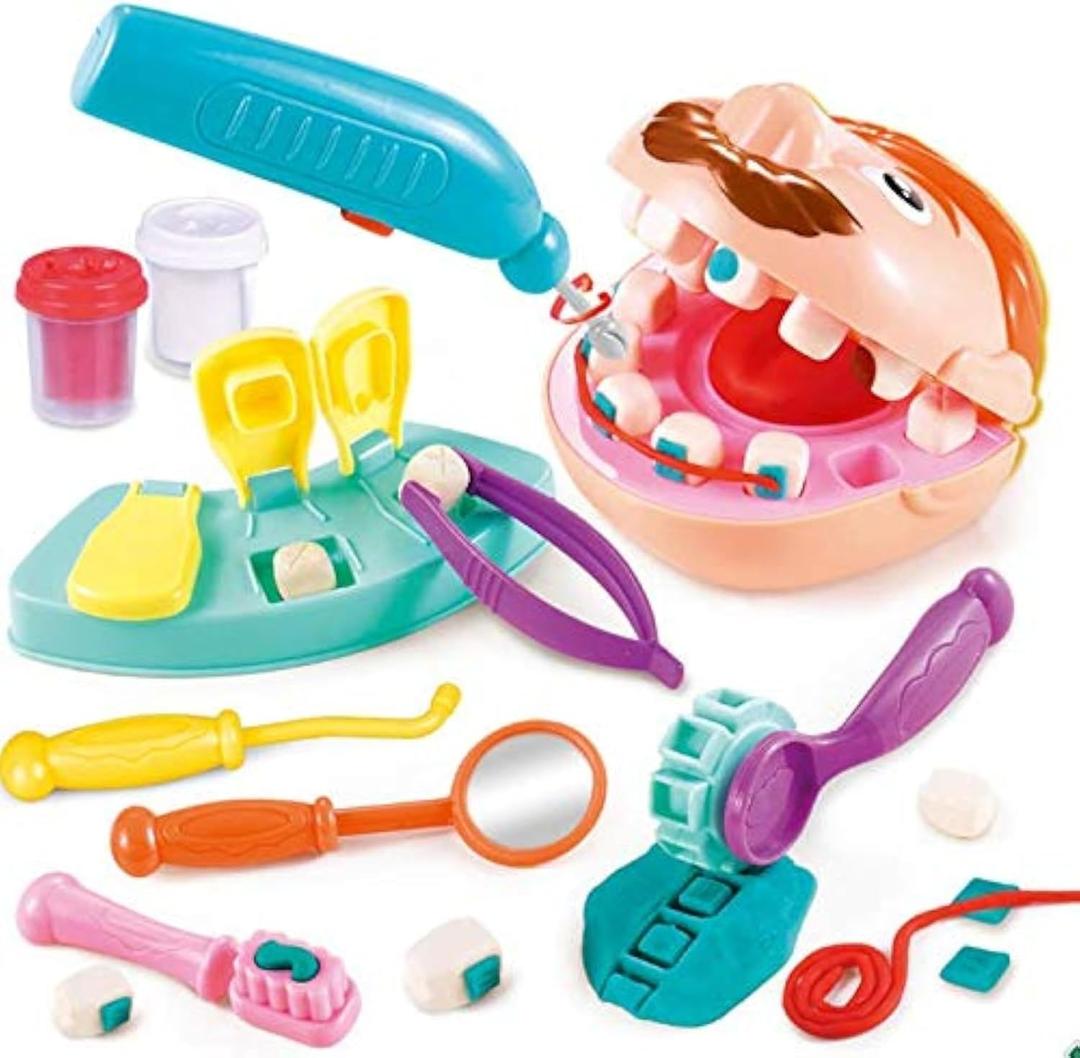Kids Little Dentist Play Dough Set Toy Doctor Drill and Fill Playset Playdough Toy Set
