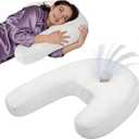 Ear Piercing Pillow - Side Sleeper Body Pillow with Ear Hole for Pain Relief, J-Shaped Ergonomic Support, 20x26 Inches (White)