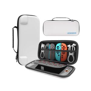 ZOVIKKIC Switch 2 Case for Nintendo Switch 2, Hard Shell Travel Case with 10 Game Card Slots, Slim Protective Carrying Bag for Console & Accessories (White)