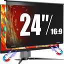 Magnetic Monitor Privacy Screen for 24 Inch Flat Computer 16:9 Aspect Ratio, 24in Removable Anti Glare Filter, Blue Light Blocking Privacy Shield Eye Comfort, Hanging Anti Spy Desktop PC Protector