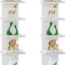 IBUYKE 5-Tier Modern Wall-Mounted Shelf, White Vertical Shelf, Floating Storage, Organizer, Tall Tower Design, Decorative Wall Mount Shelving for Home, Bedroom, Living Room, Office Decor WBC009W-2