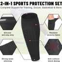 4 Pack Shin Guards Kids and Elastic Ankle Straps, Calf Compression Sleeve with Honeycomb Pads, Shin Guards Soccer, for Sprains, Achilles Pain, Sports Running (Small, Black)
