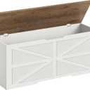 CHOEZON Storage Chest, 47.2" Wooden Storage Trunk, Modern Storage Bench with Safety Hinge, Toy Box, Farmhouse Style, for Bedroom, Living Room, Walnut and White MCW16WL, 47.2"L x 15.7"W x 19"H
