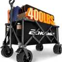 EchoSmile Collapsible Folding Wagon Cart with Compact Storage - 400Lbs Capacity All Terrain Utility Cart for Camping, Beach, Grocery, Garden,Black