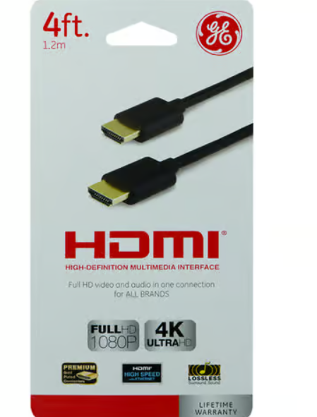 GE 4 ft. L HDMI Cable With Ethernet 4K Ultra HD
