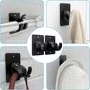 4 Pieces Self Adhesive Curtain Rod Bracket, Universal Plastic Curtain Rod Holders, No Drill Curtain Rod Brackets Curtain Rod Hooks for Bathroom, Bedroom, Livingroom, Kitchen (Black)