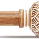 Boho Curtain Rods for Windows 48 to 84 Inches, Decorative 1'' Diameter Heavy Duty Adjustable Rustic Farmhouse Drapery Pole with Imitation Wood Grain Finials, Size: 30''-88''