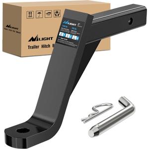 Nilight Trailer Hitch Ball Mount with 5/8" Hitch Pin Clip Fits 2 Inch Receiver Square 7500 lbs 10" Drop 9 Rise 1 Hole Gloss Black Powder Coat