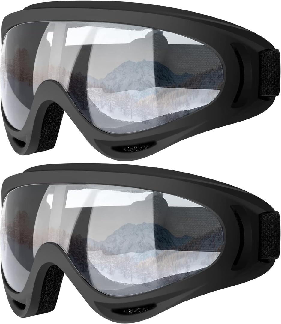 COOLOO Ski Goggles, 2 Pack Snow Goggles Snowboard Goggles for Men Women Kids - UV Protection Foam Anti-Scratch Dustproof, One Size