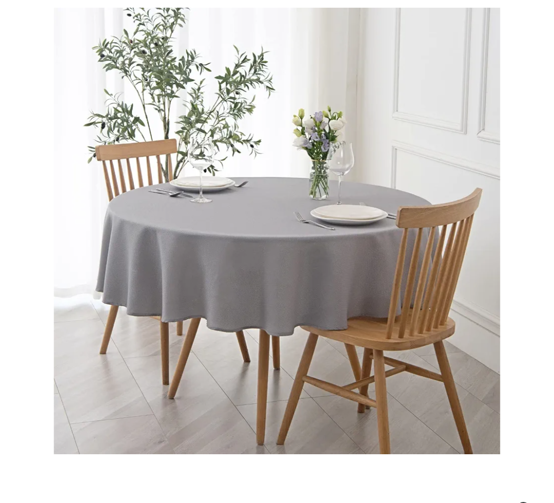 maxmill Round Textured Tablecloth Spill-Proof Wrinkle Free Soft Jacquard Table Cloth for Circular Table Cover, for Dining Room Buffet Banquet Parties Holiday Dinner, 70 Inch Light Grey