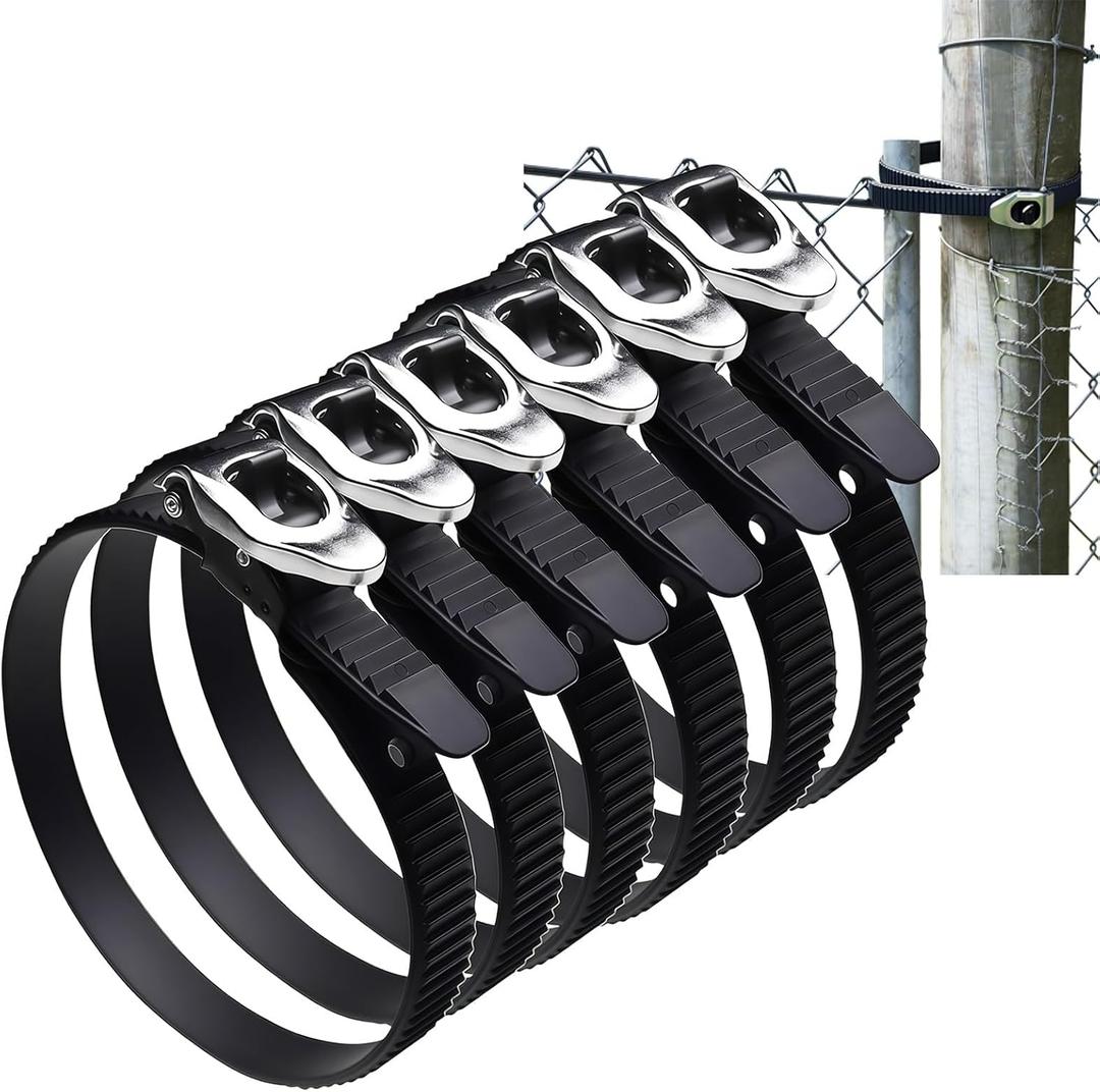 Heavy Duty Reusable Ratchet Zip Ties, 12 & 20 Inch Adjustable Locking Cable Ties with Strap Lock Design, Stainless Steel Buckle, Outdoor UV Resistant Black Securing Straps (6PC/20IN)