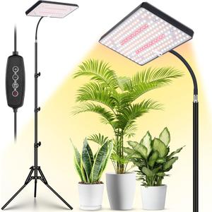 LBW Grow Lights for Indoor Plants Full Spectrum with Stand,214 LEDs Standing Plant Lights for Indoor Growing,Floor Grow Plant Lamp with 4/8/12H Timer,6 Brightness Levels,75" Adjustable Tripod (One-Head)