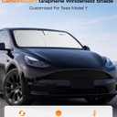 Windshield Sun Shade for Tesla Model 3/Y 2014-2026, Foldable, Car Accessory | Graphene Activated Carbon, Odor-Absorbing, UV and Heat Blocking, Storage Bag Included, Helps Keep the Parked Interior Cooler