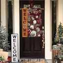 Winter Christmas House Flag 28x40 Inch Double Sided Outside, Welcome Dried Flowers Pine Cone Branch Red Berry Cotton Xmas Holiday Outdoor Seasonal Garden Yard Decoration