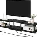 IBUYKE Floating TV Stand with Power Outlet,Wall-Mounted Floating Stand for TVs up to 55",Metal Wall Entertainment Center,Wall Mounted TV Shelf with Storage for Living Room Bedroom,Black UWST011B
