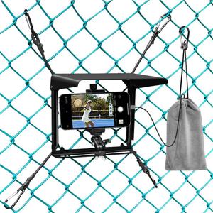 Phone Fence Mount with Shade, Fence Phones Holder for iPhone, Mevo Start, GoPro and Other Action Cameras, for Recording Baseball, Football, Softball, Hockey and Tennis Games (Black with Bag)