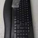 Ergonomic Wireless Keyboard with Cushioned Wrist Rest, Wave Keys, Phone Holder, Comfortable Natural Typing, 2.4GHz Full Size Cordless USB Computer Keyboard for Windows, Mac OS, Laptop, PC (Black)