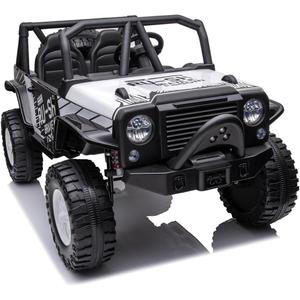 24V Ride on Car for Big Kids, 2 Seater Electric Vehicles Car Ride on Toy Truck for Toddlers w/Remote Control, 2x400W Motor, 4-Wheeler Suspension, 19" Extra Wide Seat, 3 Speeds, LED Lights - White