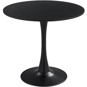27.3" Tulip Dining Table, Black, Perfect for 2-4 People, Mid-Century Modern Style, Round MDF Top with Sturdy Base for Dining Room, Living Room, Cafe