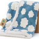 LE SURE Waterproof Puppy Blanket for Small Dogs - Washable Double Sided Dog Blankets with Warm Jacquard Shag and Soft Sherpa Fleece, Pet Cat Blanket for Couch Protection, 3D Textured Cloud, Blue