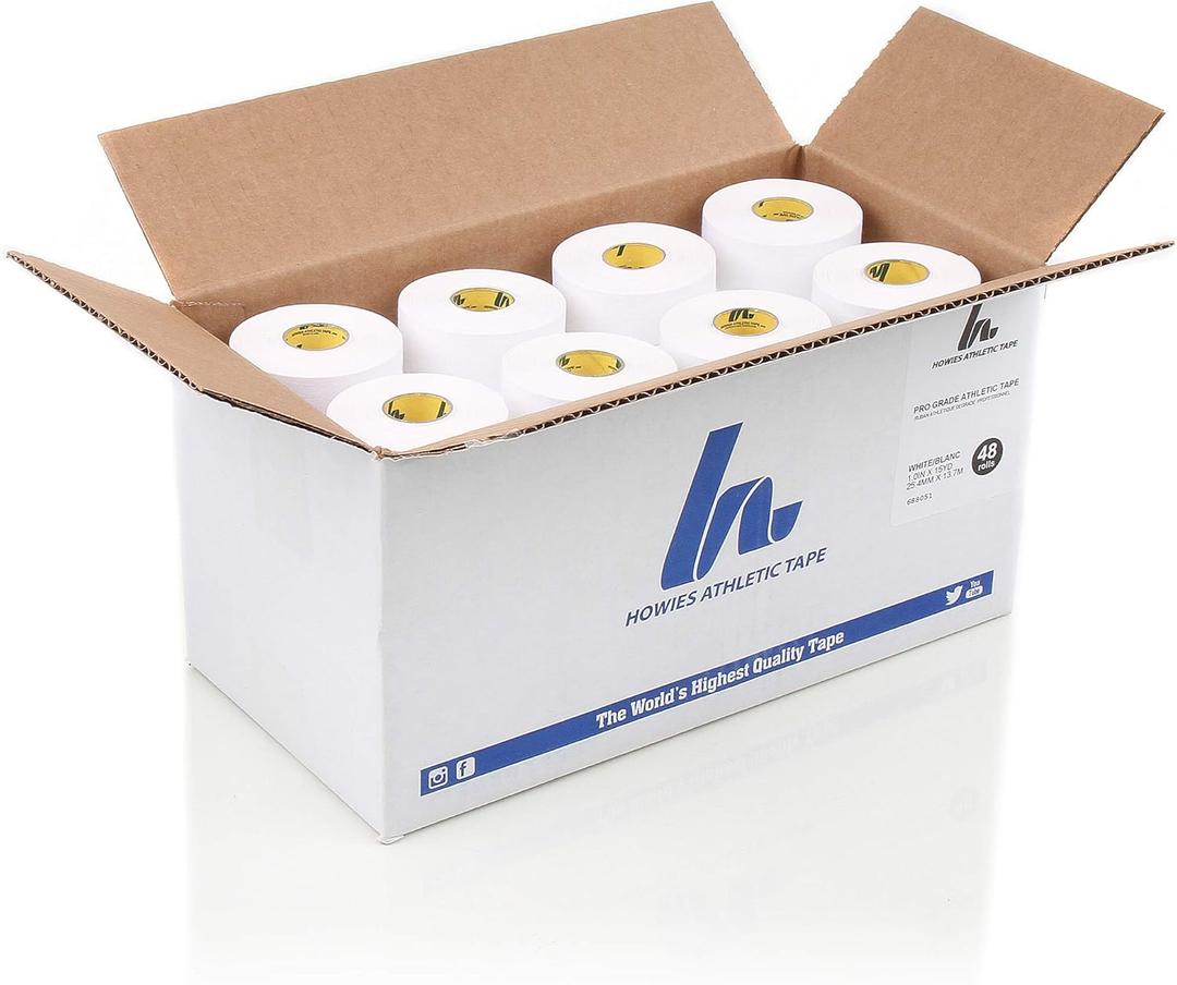 Howies Athletic Tape - 1" x 15yd White Athletic Tape, Pro Grade Strength - Sports Tape for Athletes and Medical Trainers, Fingers, Ankles, Wrist, Boxing, Football, Gymnastics (48)