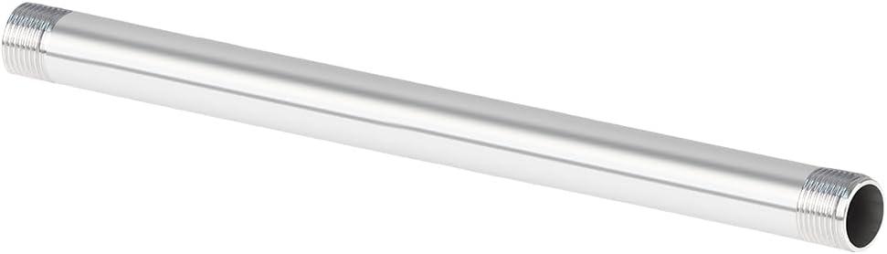 Quickun 304 Stainless Steel Pipe Fitting, 1" NPT x 1" NPT Male Malleable Nipple Cast Pipe 12" Length