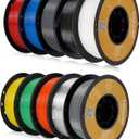 Kingroon PLA 3D Printer Filament, 10 Rolls, Dimensional Accuracy +/- 0.02 mm, 1kg Spool(2.2lbs), 1.75 mm10KG Ten Colors Black White Grey Red Blue Green Orange Transparent Silver Yellow