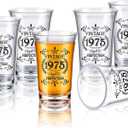 Sliner 48 Pack Birthday Shot Glasses Bulk, 1.4oz Plastic Vintage Birthday Party Favors for Guests, Mini Cheers 40/50/60 to Years Black Shot Glass, Birthday Decoration Gift (Vintage 1975)